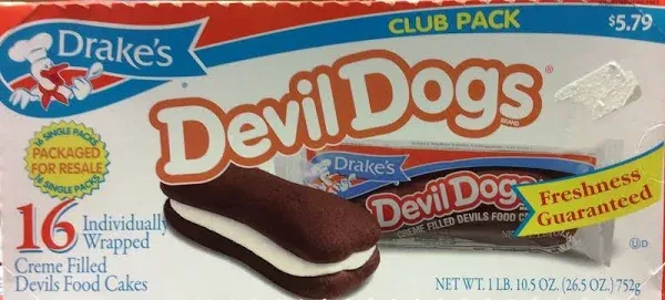 Drake's Cakes Devil Dogs - 16 Pack (be aware: shelf life 2 to 3 weeks)