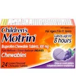 Motrin Ibuprofen, 100 mg, Grape Flavored, Children's, Chewable Tablets - 24 tablets