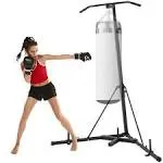 Vevorbrand Foldable Punching Bag Stand Height Adjustable Sandbag Rack Portable 132lbs, Punch Bag Stand for Home Fitness (Black with Bar)