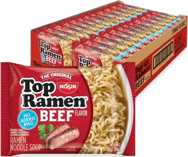 Nissin Beef Ramen Noodle Soup, 24 ct