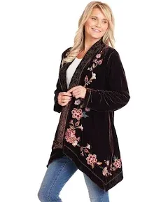 Floriana Velvet Kimono with Floral Embroidery - XL