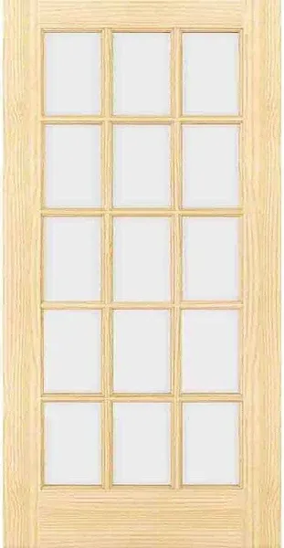 French Door 15-Lite Primed White Clear Glass Interior Slab