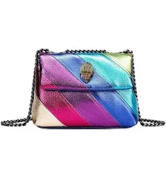 Colorful Patchwork Fashion Chain Bag New Women Bag Rainbow Bag Women Shoulder Bag Crossbody Handbag (Colorful)