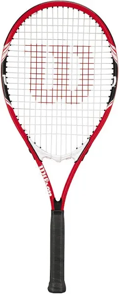 Wilson Federer Adult Recreational Tennis Racket - Grip Size 3 - 4 3/8", Red/White/Black