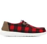 Hey Dude Wendy Buffalo Plaid Red Black Shoes Slip On Women&#039;s Size 10  NEW In BOX