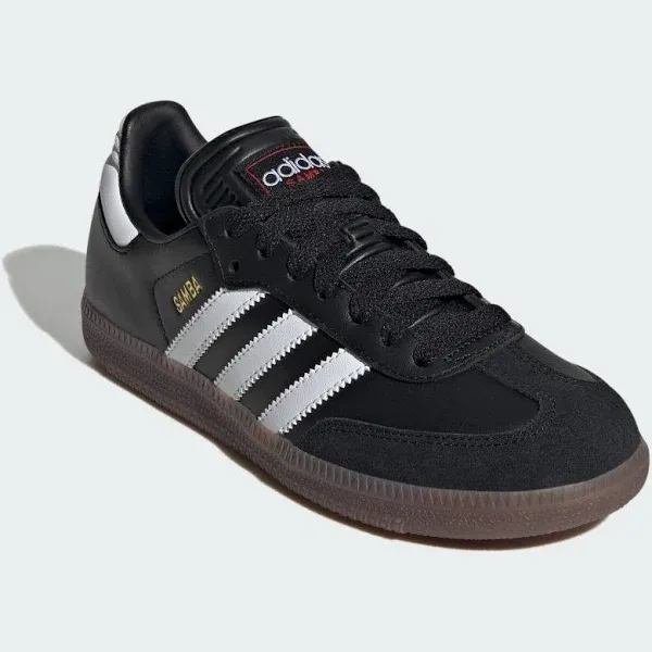 Adidas Unisex-Child Samba Indoor Leather Sneakers, Black/None/Non<wbr/>e, Size Options