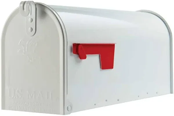 Elite Post-Mount Mailbox, Medium, White Steel