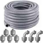 Ansgery Flexible Electrical Conduit 1/2 inch 50ft,Liquid-Tight Conduit and Connector Kit,Liquid Tight Flexible Electrical Conduit 1/2 Flexible Conduit