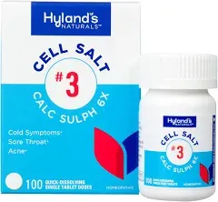 Hyland's, Cell Salt #3 Calc Sulph 6x, 100 Quick-Dissolving Single Tablet Doses