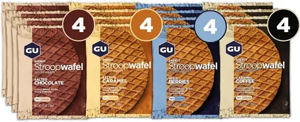 GU Energy Stroopwafel Variety Pack Sports Nutrition Waffle, Caffeine Included, and Kosher Dairy, On-The-Go Energy for Any Workout, 16 Count