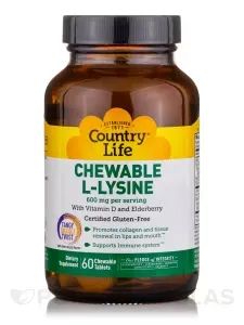 Buy Chewable L-Lysine 60 Tabs By Country Life | Herbspro.com