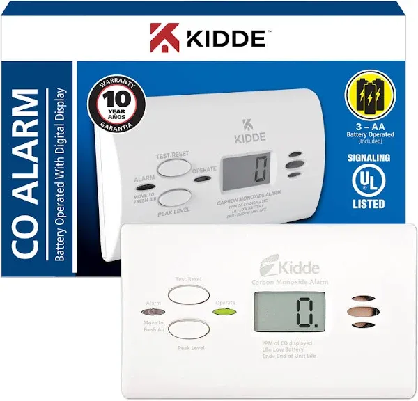 Kidde Battery Operated Carbon Monoxide Alarm with Digital Display