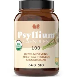 Organic Psyllium Husk - 100 Capsules