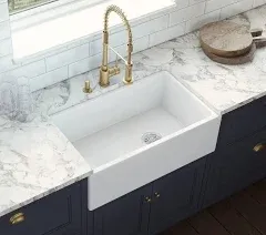 Ruvati 30-Inch Fireclay Farmhouse Offset Drain Kitchen Sink