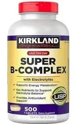 Kirkland Signature Super B-Complex with Electrolytes, 500 Tablets (4 Pack)