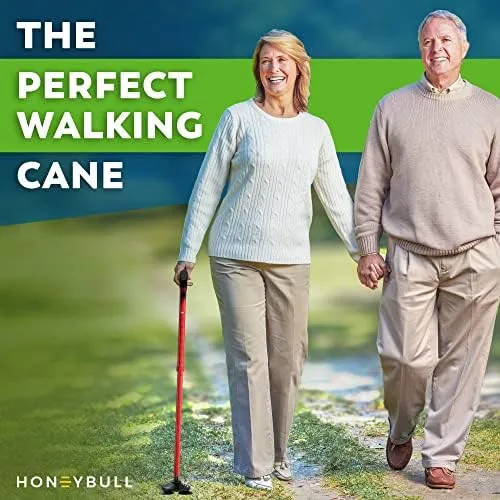 Honeybull Walking Cane for Men & Women Foldable Adjustable Collapsible Free Standing Cane