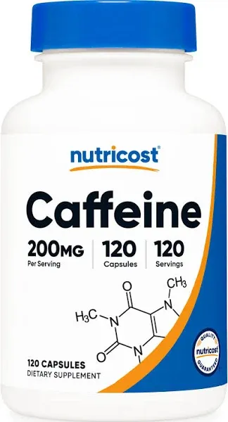 Nutricost Caffeine Pills, 200mg Per Serving (500 Caps)