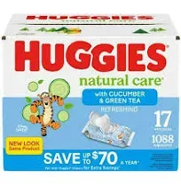 Huggies Natural Care Baby Wipes Refreshing Clean 17 Flip-Top pks. 1088 Ct