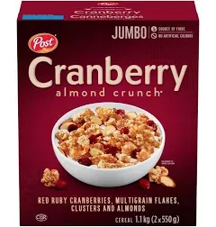 Post Cranberry Almond Crunch Cereal, Red Ruby Cranberries, Multigrain 