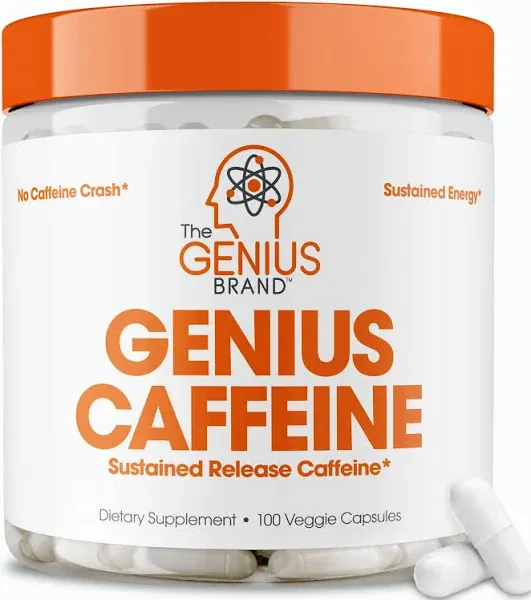 The Genius Brand Caffeine Pills Sustained Energy and Focus Supplements with Zero