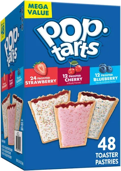 Pop-Tarts Variety Pack Frosted Strawberry, Cherry & Blueberry 48 ct