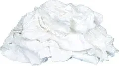 Pallet (120 ct) of 4 Lb Buffalo Industries 10520 White Tee-Shirt Recycled Knit Cloth Rag