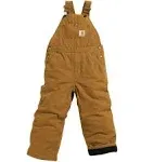 Carhartt Boys' Canvas Bib Overall/ Quilt Lined, Brown