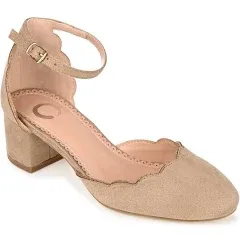 JOURNEE COLLECTION Womens Beige Edging Edna Round Toe Block Heel Pumps Shoes 9.5