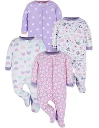 Gerber Baby girls Onesies Sleep 'n Play Footed Pajamas