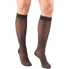 Truform Sheer Compression Stockings, 15-20 mmHg, Women's Knee High Length, Diamond Pattern, Charcoal, Large