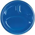 Bright Royal Blue Divided Plastic Banquet Plates (20ct)