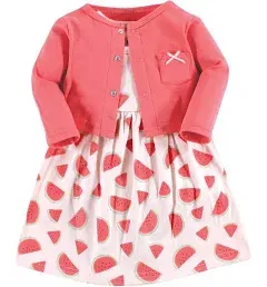 Hudson Baby Cotton Dress and Cardigan Set