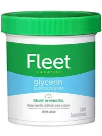 Fleet Laxative Glycerin Suppositories for Adult Constipation, 50 Count, 12 Pack