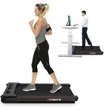 GOYOUTH 2 in 1 Under Desk Electric Treadmill Motorized Exercise Machine with Wireless Speaker, Remote Control and LED Display