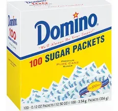 DOMINO SUGAR PACKETS - 100/ 3.54g Packs