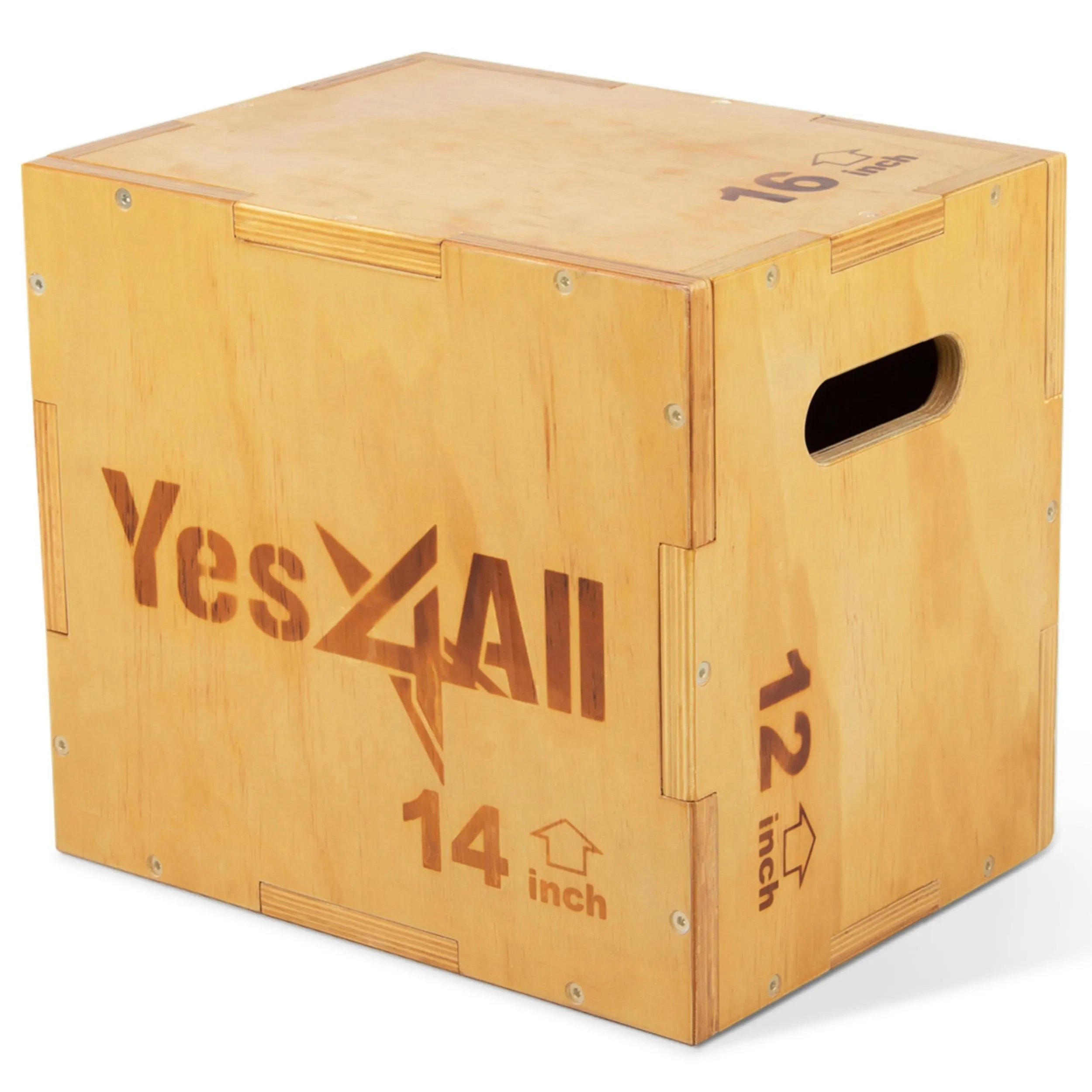 3-in-1 Wooden Plyo Box, for Crossfit Workout, Three Different Height, 24" 20" 16", Natural Wood - Bed Bath & Beyond - 37166678