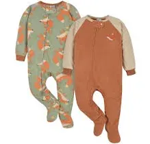 Gerber Baby & Toddler Neutral Microfleece Blanket Sleeper Pajamas 2-Pack