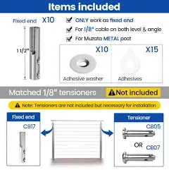 Muzata 40Pack 1/8" Swageless Cable Railing Kit Invisible Terminal Fixed End Toggle Anchor for Metal Post Angle Adjustable T316 Stainless Steel Stair CB17