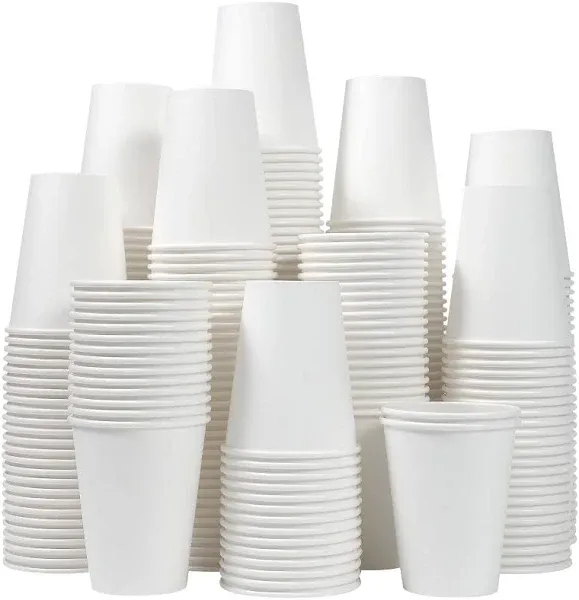 300 Count - 12 oz Paper Coffee Cups, Disposable Coffee 12 OZ-300 Pack White