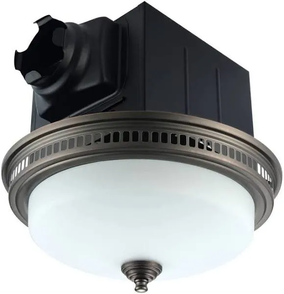 Lift Bridge Kitchen & Bath Liftbridge Kitchen & Bath Decorative Round 110 CFM Oil Rubbed Bronze Bathroom Ceiling Ventilation & Exhaust Fan with Light and Glass Globe