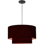 Livex Lighting 45618-04 Sentosa Collection 3-Light Pendant Hanging Light with Black and Orange Hardback Fabric Shade, Black, 20 x 20 x 99