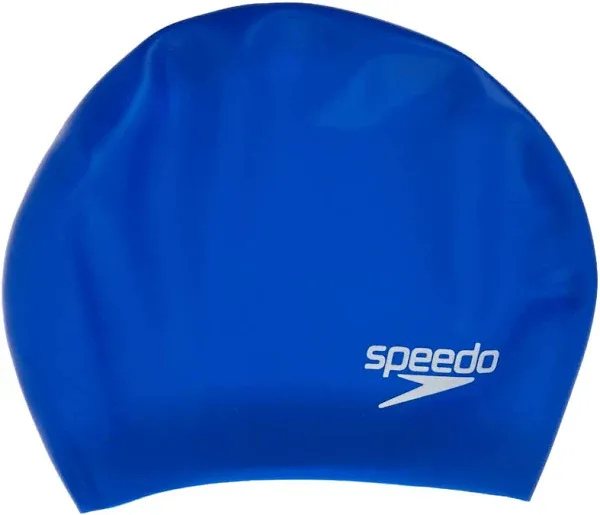 Speedo Long Hair Swim Cap Blue Silicone Swimming Cap New In Package