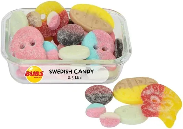 Bubs Godis Candy Assorted Mix - 2.2 LB of Swedish Candy, Sweet, Sour, Gummy Treats Made in Sweden