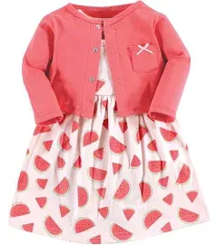 Hudson Baby Girls' Cotton Dress and Cardigan Set