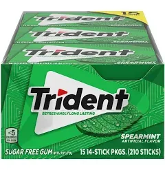 Trident Purely Spearmint Sugar Free Gum 12 Packs of 14 Pieces 168 Total Pieces