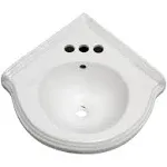 Portsmouth Corner Wall Mounted Bathroom Sink 22 In. White Ceramic Wall Hung Floa