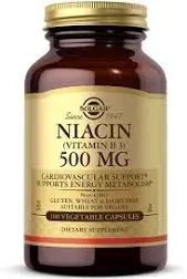 Solgar Niacin 500 mg Vegetable Capsules