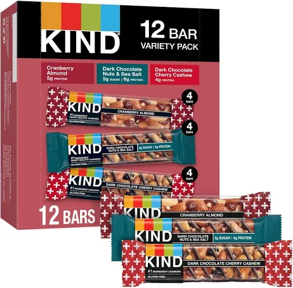 KIND Nut Bars Favorites 3 Flavor Variety Pack 12 Count 1.4 oz