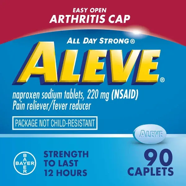 Aleve All Day Strong Pain Reliever/Fever Reducer, 220 mg, Caplets - 90 caplets