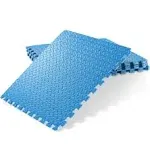 Philosophy Gym Pack of 6 Exercise Flooring Mats - 24 x 24 inch Foam Rubber Interlocking Puzzle Floor Tiles - Blue